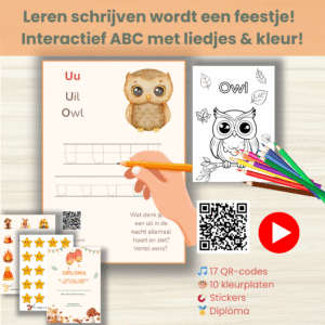 Herfst ABC Leerbundel voor Peuters – Tweetalige Schrijfoefeningen, Liedjes, Tracing en Beloningsstickers